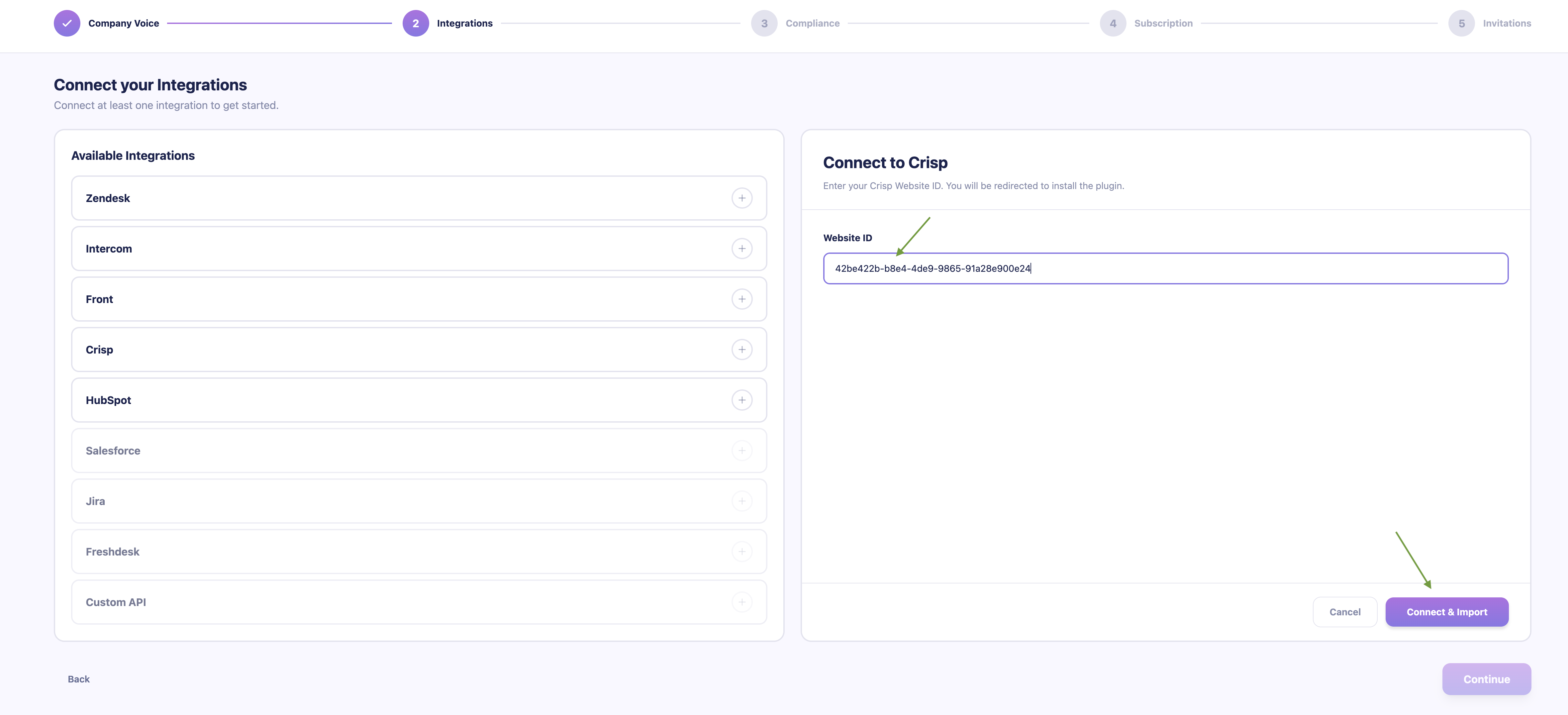 Install RipeText plugin from Crisp Marketplace